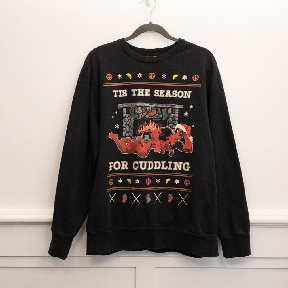 Marvel Deadpool Ugly Christmas Sweater Tis the Season Graphic M Unisex